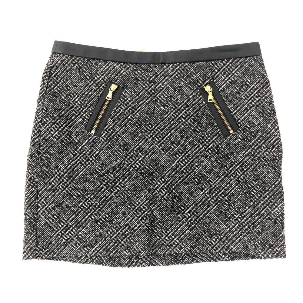 Express Tweed Mini Skirt Moto Pockets Zipper 00
